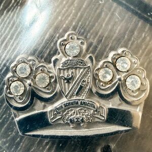 Vintage Beta Sigma Phi Queen Crown Pin Rhinestone Durham In Original Packaging